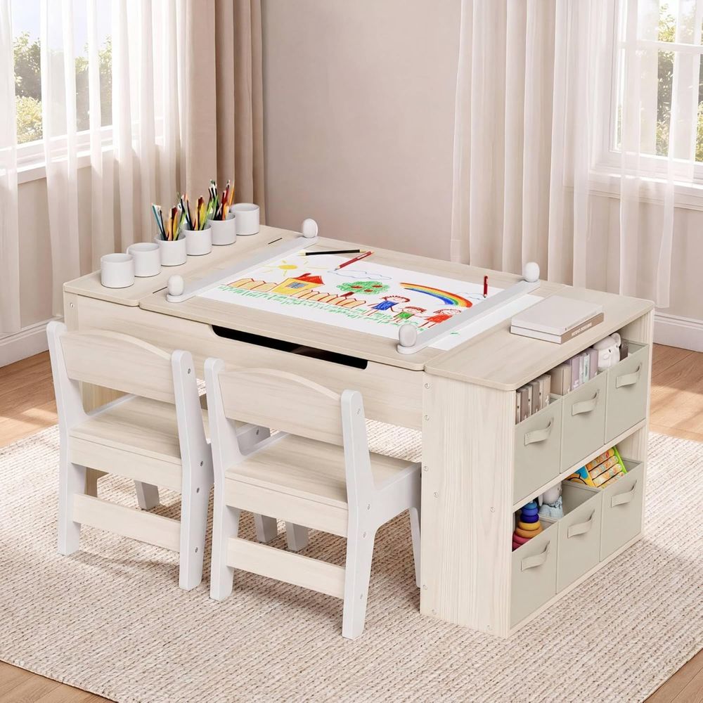 Kids Art Easel - Kids Art Table and Chairs Set,