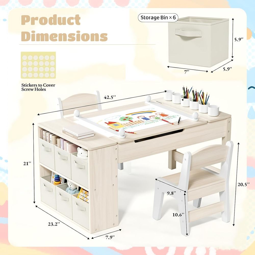 Kids Art Table and Chairs Set, - Kids Art Easel recension och pris
