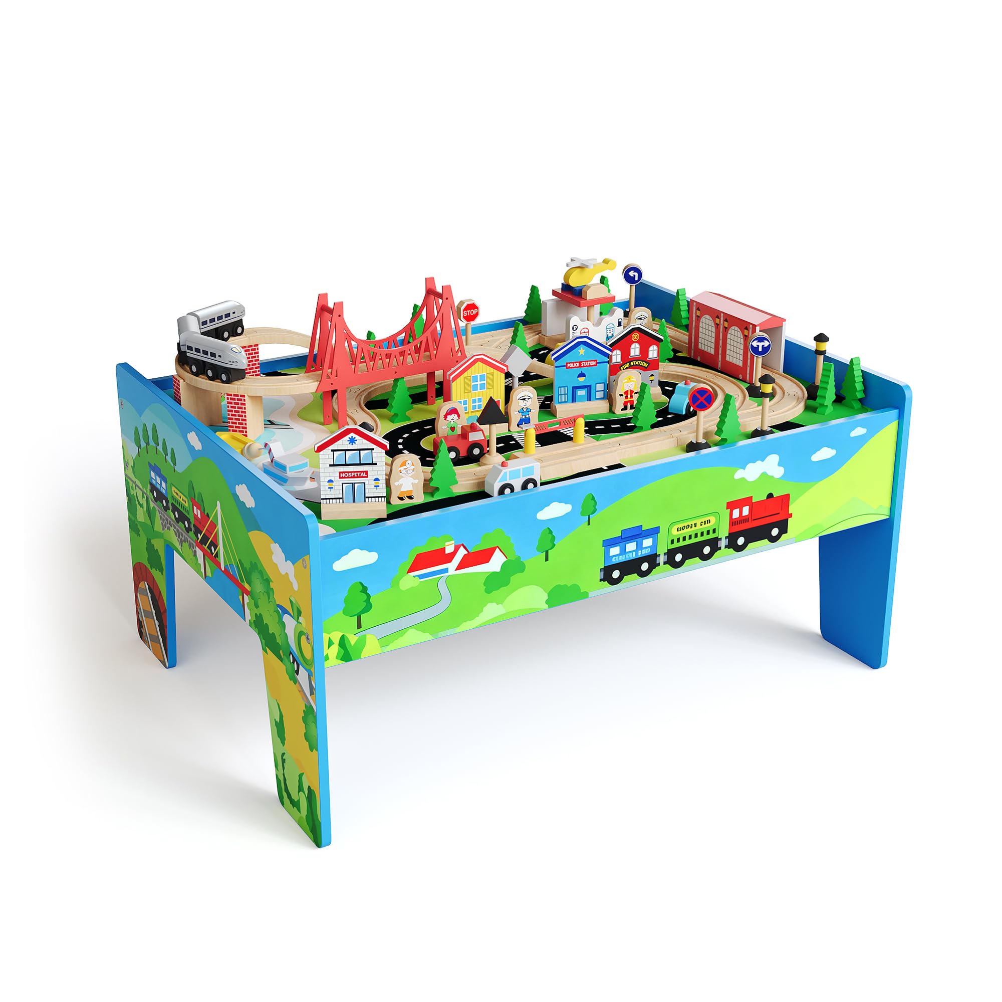 78PCS 4-in-1 Wooden Train Tabl - Kids Art Easel recension och pris