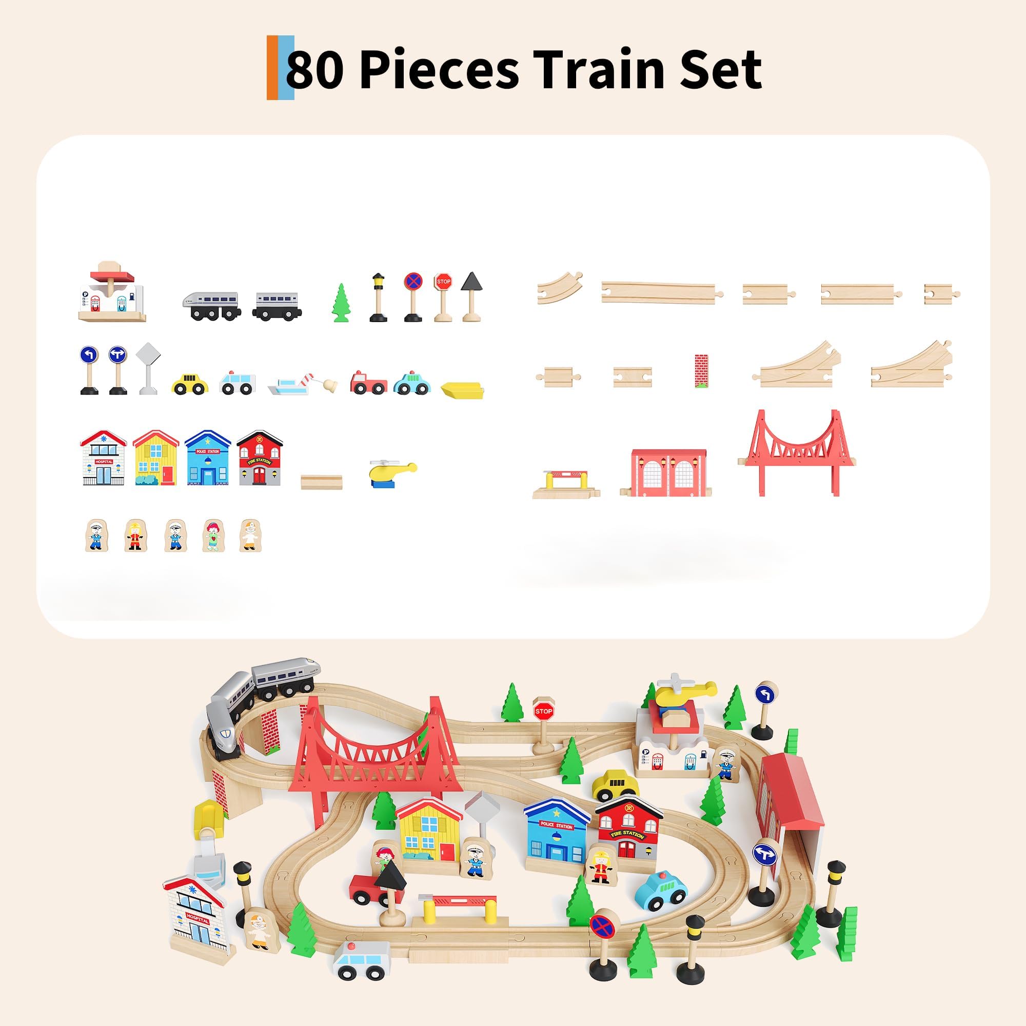 78PCS 4-in-1 Wooden Train Tabl - Kids Art Easel recension och pris